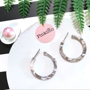 Grey Tone Simple Ring Acrylic Earrings